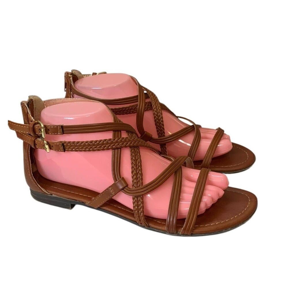 Report Georgya Cognac Gladiator Strappy Sandals - Women's Size 8 - Picture 4 of 10